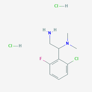 molecular formula C10H16Cl3FN2 B2493200 [2-Amino-1-(2-chloro-6-fluorophenyl)ethyl]dimethylamine dihydrochloride CAS No. 1052542-14-9