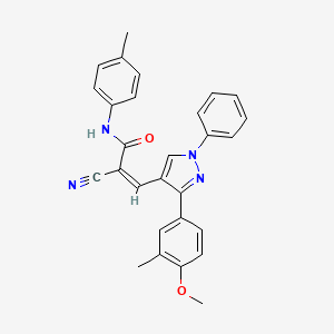 molecular formula C28H24N4O2 B2493211 (Z)-2-cyano-3-[3-(4-methoxy-3-methylphenyl)-1-phenylpyrazol-4-yl]-N-(4-methylphenyl)prop-2-enamide CAS No. 957014-14-1