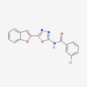molecular formula C17H10ClN3O3 B2493212 N-(5-(benzofuran-2-yl)-1,3,4-oxadiazol-2-yl)-3-chlorobenzamide CAS No. 922075-28-3