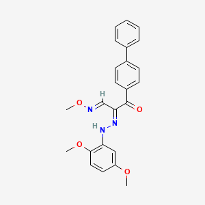 molecular formula C24H23N3O4 B2493225 3-[1,1'-biphenyl]-4-yl-2-[(E)-2-(2,5-dimethoxyphenyl)hydrazono]-3-oxopropanal O-methyloxime CAS No. 866048-95-5