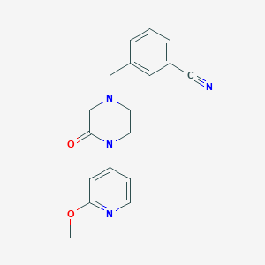 molecular formula C18H18N4O2 B2493236 3-[[4-(2-Methoxypyridin-4-yl)-3-oxopiperazin-1-yl]methyl]benzonitrile CAS No. 2380175-77-7