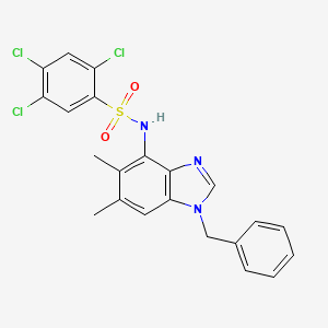 molecular formula C22H18Cl3N3O2S B2493237 N-(1-苄基-5,6-二甲基-1H-1,3-苯并咪唑-4-基)-2,4,5-三氯苯磺酰胺 CAS No. 338410-67-6