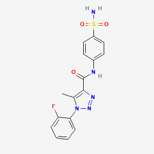 molecular formula C16H14FN5O3S B2493240 1-(2-fluorophenyl)-5-methyl-N-(4-sulfamoylphenyl)-1H-1,2,3-triazole-4-carboxamide CAS No. 878734-68-0