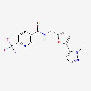 molecular formula C16H13F3N4O2 B2493245 N-[[5-(2-Methylpyrazol-3-yl)furan-2-yl]methyl]-6-(trifluoromethyl)pyridine-3-carboxamide CAS No. 2415452-84-3