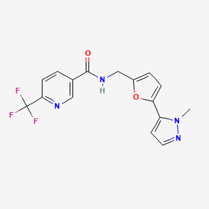 molecular formula C16H13F3N4O2 B2493245 N-{[5-(1-methyl-1H-pyrazol-5-yl)furan-2-yl]methyl}-6-(trifluoromethyl)pyridine-3-carboxamide CAS No. 2415452-84-3