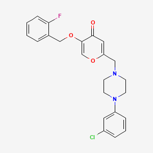 molecular formula C23H22ClFN2O3 B2493248 2-((4-(3-chlorophenyl)piperazin-1-yl)methyl)-5-((2-fluorobenzyl)oxy)-4H-pyran-4-one CAS No. 898465-67-3
