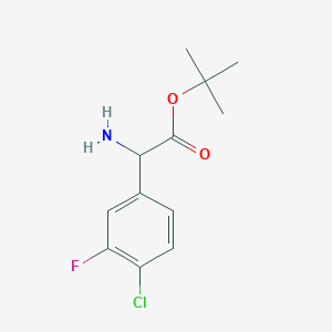 molecular formula C12H15ClFNO2 B2493254 Tert-butyl 2-amino-2-(4-chloro-3-fluorophenyl)acetate CAS No. 2248261-01-8