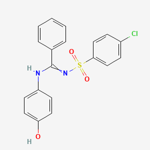 molecular formula C19H15ClN2O3S B2493261 N'-(4-chlorophenyl)sulfonyl-N-(4-hydroxyphenyl)benzenecarboximidamide CAS No. 31789-79-4