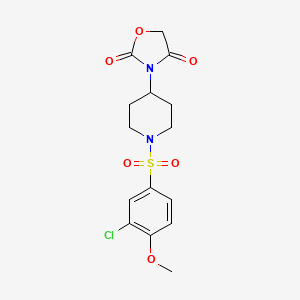 molecular formula C15H17ClN2O6S B2493264 3-(1-((3-Chloro-4-methoxyphenyl)sulfonyl)piperidin-4-yl)oxazolidine-2,4-dione CAS No. 2034362-99-5