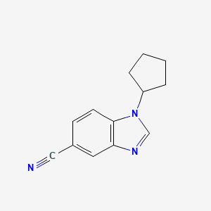molecular formula C13H13N3 B2493268 1-Cyclopentyl-1,3-benzodiazole-5-carbonitrile CAS No. 1403483-66-8