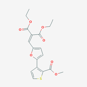 molecular formula C18H18O7S B2493280 二乙酸酯 2-({5-[2-(甲氧羰基)-3-噻吩基]-2-呋喃基}甲亚甲基)丙二酸酯 CAS No. 241488-43-7