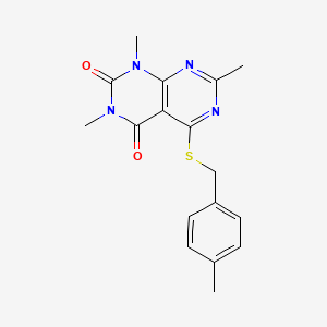 molecular formula C17H18N4O2S B2493288 1,3,7-Trimethyl-5-[(4-methylphenyl)methylsulfanyl]pyrimido[4,5-d]pyrimidine-2,4-dione CAS No. 852168-72-0