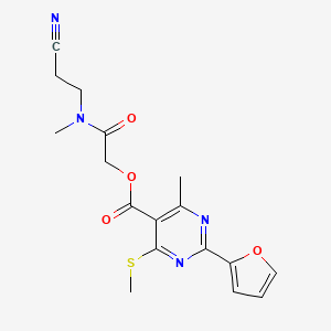 molecular formula C17H18N4O4S B2493295 [(2-Cyanoethyl)(methyl)carbamoyl]methyl 2-(furan-2-yl)-4-methyl-6-(methylsulfanyl)pyrimidine-5-carboxylate CAS No. 1050624-83-3