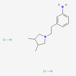 molecular formula C14H24Cl2N2 B2493301 3-[2-(3,4-二甲基吡咯啉-1-基)乙基]苯胺二盐酸盐 CAS No. 1432681-17-8