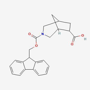 molecular formula C23H23NO4 B2493303 3-(9H-Fluoren-9-ylmethoxycarbonyl)-3-azabicyclo[3.2.1]octane-6-carboxylic acid CAS No. 2287286-39-7