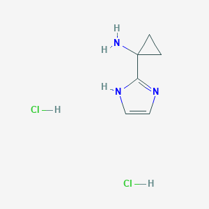 molecular formula C6H11Cl2N3 B2493312 1-(1H-Imidazol-2-yl)cyclopropan-1-amine dihydrochloride CAS No. 2193067-56-8