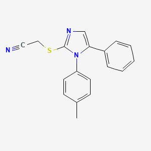 molecular formula C18H15N3S B2493314 2-((5-phenyl-1-(p-tolyl)-1H-imidazol-2-yl)thio)acetonitrile CAS No. 1207010-41-0