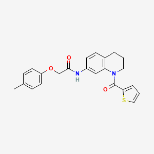 molecular formula C23H22N2O3S B2493321 2-(4-methylphenoxy)-N-[1-(thiophene-2-carbonyl)-3,4-dihydro-2H-quinolin-7-yl]acetamide CAS No. 946368-20-3