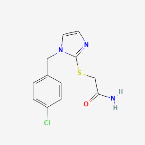 molecular formula C12H12ClN3OS B2493323 2-[1-[(4-Chlorophenyl)methyl]imidazol-2-yl]sulfanylacetamide CAS No. 893379-50-5