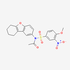 N-(4-methoxy-3-nitrobenzenesulfonyl)-N-{8-oxatricyclo[7.4.0.0^{2,7}]trideca-1(9),2(7),3,5-tetraen-4-yl}acetamide