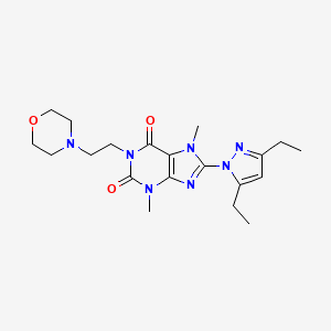 molecular formula C20H29N7O3 B2493335 8-(3,5-二乙基-1H-吡唑-1-基)-3,7-二甲基-1-(2-吗啉基乙基)-1H-嘧啶-2,6(3H,7H)-二酮 CAS No. 1014032-50-8