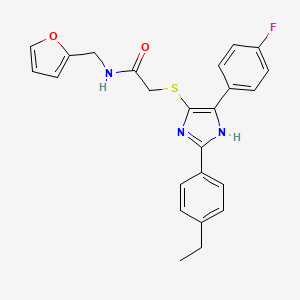 molecular formula C24H22FN3O2S B2493336 2-{[2-(4-ethylphenyl)-5-(4-fluorophenyl)-1H-imidazol-4-yl]thio}-N-(2-furylmethyl)acetamide CAS No. 901234-22-8