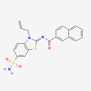 molecular formula C21H17N3O3S2 B2493348 (Z)-N-(3-allyl-6-sulfamoylbenzo[d]thiazol-2(3H)-ylidene)-2-naphthamide CAS No. 865180-26-3