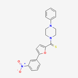 molecular formula C21H19N3O3S B2493353 (5-(3-Nitrophenyl)furan-2-yl)(4-phenylpiperazin-1-yl)methanethione CAS No. 301339-04-8