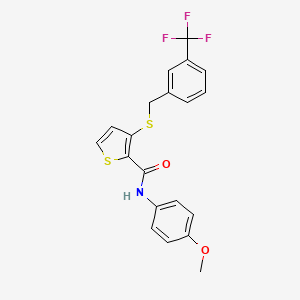 molecular formula C20H16F3NO2S2 B2493358 N-(4-甲氧基苯基)-3-((3-(三氟甲基)苄基)硫代)-2-噻吩甲酰胺 CAS No. 250714-49-9