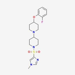 molecular formula C20H27FN4O3S B2493359 4-(2-氟苯氧基)-1'-((1-甲基-1H-咪唑-4-基)磺酰)-1,4'-联哌啶 CAS No. 1705312-46-4