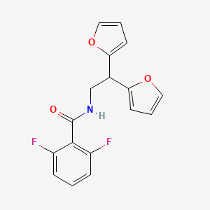 molecular formula C17H13F2NO3 B2493363 N-(2,2-二(呋喃-2-基)乙基)-2,6-二氟苯甲酰胺 CAS No. 2319839-08-0