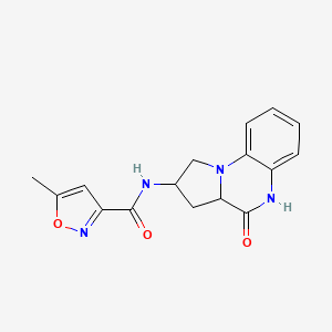 molecular formula C16H16N4O3 B2493368 5-methyl-N-(4-oxo-1,2,3,3a,4,5-hexahydropyrrolo[1,2-a]quinoxalin-2-yl)isoxazole-3-carboxamide CAS No. 2034200-46-7