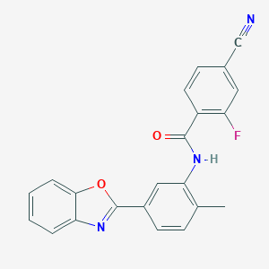 molecular formula C22H14FN3O2 B249337 N-[5-(1,3-benzoxazol-2-yl)-2-methylphenyl]-4-cyano-2-fluorobenzamide 