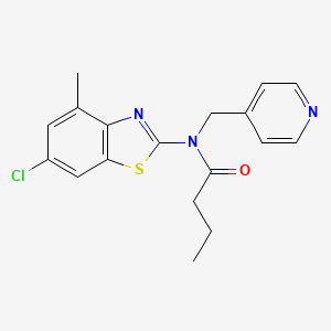 molecular formula C18H18ClN3OS B2493372 N-(6-chloro-4-methylbenzo[d]thiazol-2-yl)-N-(pyridin-4-ylmethyl)butyramide CAS No. 941961-70-2