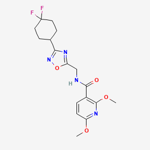 molecular formula C17H20F2N4O4 B2493374 N-((3-(4,4-difluorocyclohexyl)-1,2,4-oxadiazol-5-yl)methyl)-2,6-dimethoxynicotinamide CAS No. 2034333-84-9