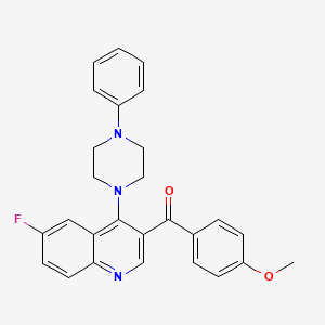 molecular formula C27H24FN3O2 B2493379 (6-フルオロ-4-(4-フェニルピペラジン-1-イル)キノリン-3-イル)(4-メトキシフェニル)メタノン CAS No. 866894-99-7