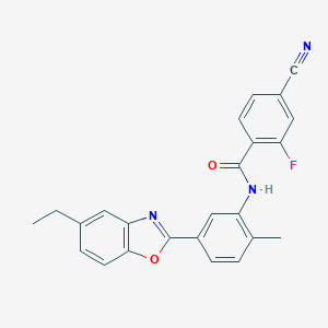 molecular formula C24H18FN3O2 B249338 4-cyano-N-[5-(5-ethyl-1,3-benzoxazol-2-yl)-2-methylphenyl]-2-fluorobenzamide 