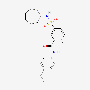 molecular formula C23H29FN2O3S B2493382 5-(cycloheptylsulfamoyl)-2-fluoro-N-(4-propan-2-ylphenyl)benzamide CAS No. 451482-95-4