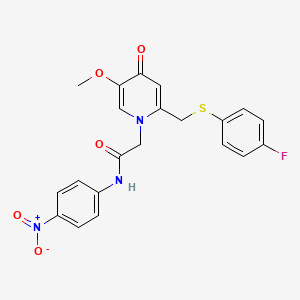 molecular formula C21H18FN3O5S B2493383 2-(2-(((4-fluorophenyl)thio)methyl)-5-methoxy-4-oxopyridin-1(4H)-yl)-N-(4-nitrophenyl)acetamide CAS No. 920344-03-2