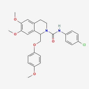 molecular formula C26H27ClN2O5 B2493384 N-(4-氯苯基)-6,7-二甲氧基-1-((4-甲氧苯氧基)甲基)-3,4-二氢异喹啉-2(1H)-甲酰胺 CAS No. 680603-89-8