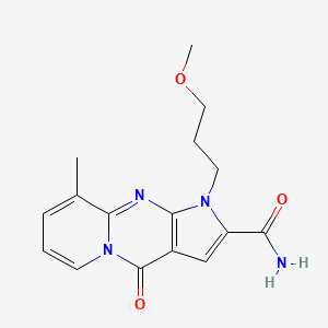 molecular formula C16H18N4O3 B2493386 1-(3-Methoxypropyl)-9-methyl-4-oxo-1,4-dihydropyrido[1,2-a]pyrrolo[2,3-d]pyrimidine-2-carboxamide CAS No. 900900-82-5