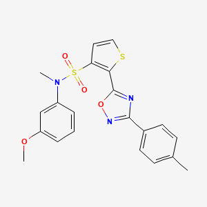 molecular formula C21H19N3O4S2 B2493388 N-(3-methoxyphenyl)-N-methyl-2-[3-(4-methylphenyl)-1,2,4-oxadiazol-5-yl]thiophene-3-sulfonamide CAS No. 1207026-69-4