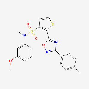 molecular formula C21H19N3O4S2 B2493388 N-(3-méthoxyphényl)-N-méthyl-2-[3-(4-méthylphényl)-1,2,4-oxadiazol-5-yl]thiophène-3-sulfonamide CAS No. 1207026-69-4