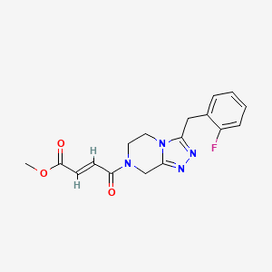 molecular formula C17H17FN4O3 B2493398 Methyl (E)-4-[3-[(2-fluorophenyl)methyl]-6,8-dihydro-5H-[1,2,4]triazolo[4,3-a]pyrazin-7-yl]-4-oxobut-2-enoate CAS No. 2411325-95-4