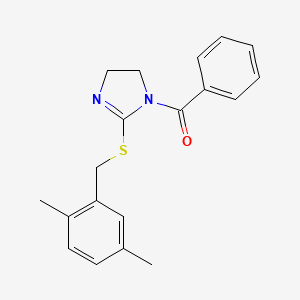 molecular formula C19H20N2OS B2493404 [2-[(2,5-Dimethylphenyl)methylsulfanyl]-4,5-dihydroimidazol-1-yl]-phenylmethanone CAS No. 851804-28-9