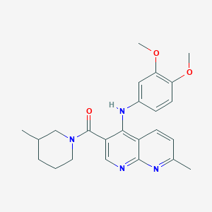 molecular formula C24H28N4O3 B2493407 N-(3,4-dimethoxyphenyl)-7-methyl-3-(3-methylpiperidine-1-carbonyl)-1,8-naphthyridin-4-amine CAS No. 1251610-65-7