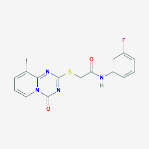 molecular formula C16H13FN4O2S B2493410 N-(3-fluorophenyl)-2-(9-methyl-4-oxopyrido[1,2-a][1,3,5]triazin-2-yl)sulfanylacetamide CAS No. 896339-99-4