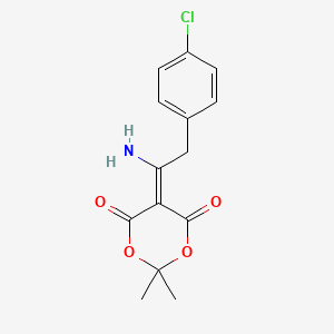 molecular formula C14H14ClNO4 B2493412 5-[1-Amino-2-(4-chlorophenyl)ethylidene]-2,2-dimethyl-1,3-dioxane-4,6-dione CAS No. 338406-51-2