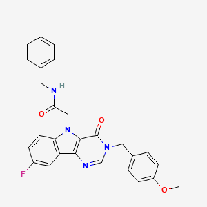 2-(8-fluoro-3-(4-methoxybenzyl)-4-oxo-3H-pyrimido[5,4-b]indol-5(4H)-yl)-N-(4-methylbenzyl)acetamide
