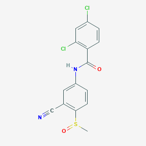 molecular formula C15H10Cl2N2O2S B2493418 2,4-二氯-N-(3-氰基-4-(甲基亚砜)苯基)苯甲酰胺 CAS No. 320421-63-4